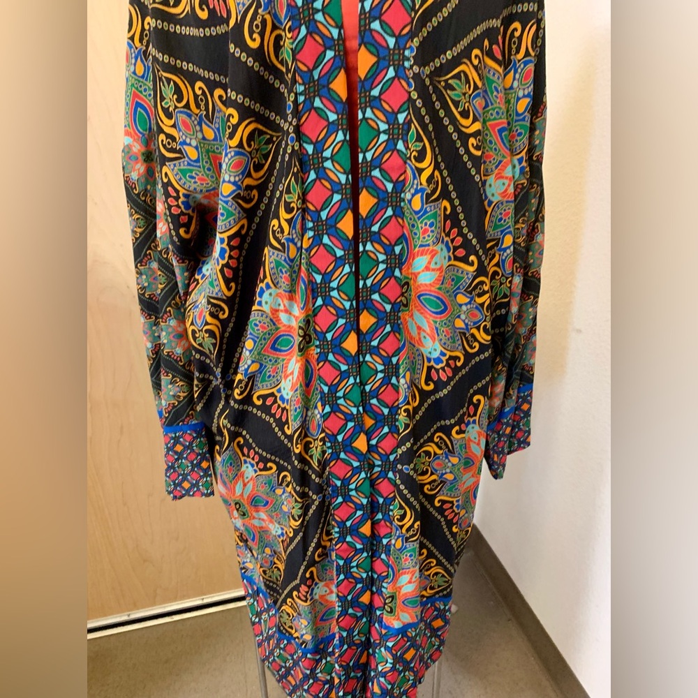 Anthropologie Black Multicolor Floral Paisley Kimono
